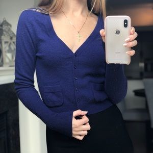 Aqua Cashmere Cropped Cardigan